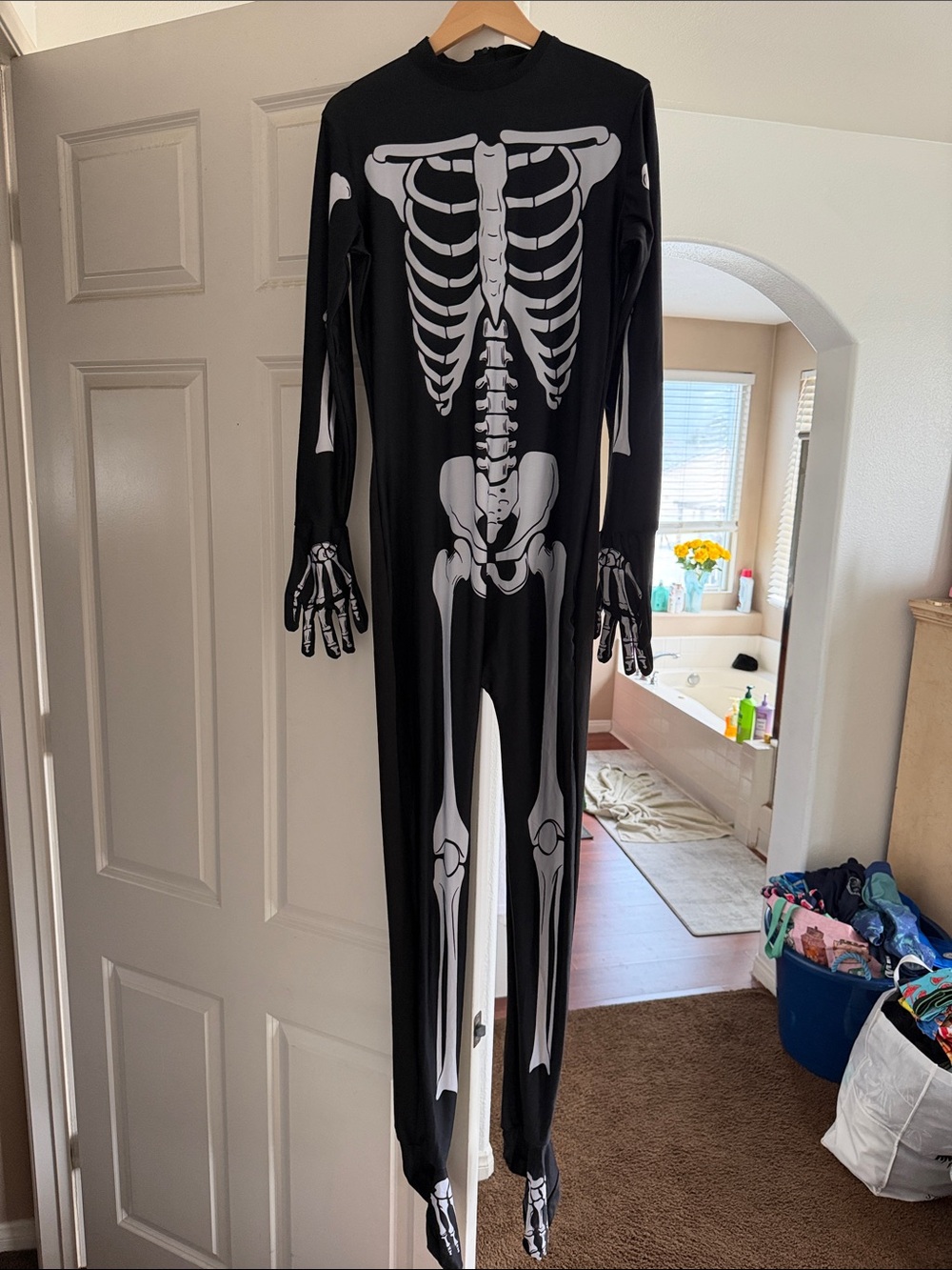 Kids/Adults Black Skeleton Costume Jumpsuit